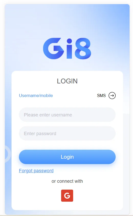 Điền các thông tin đăng nhập Gi8